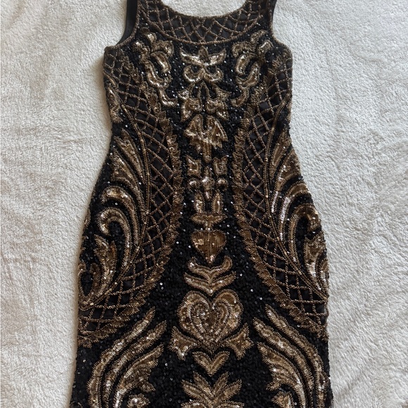 Vintage Nora Blue Sequin Beaded Dress - Picture 1 of 8